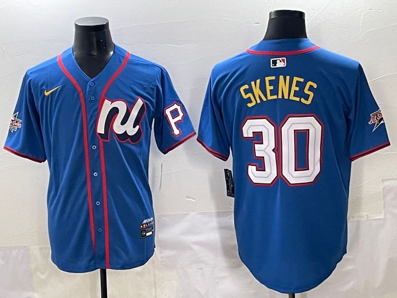 Men 2025 Pittsburgh Pirates #30 Skenes Blue All star Nike MLB Jersey style 6